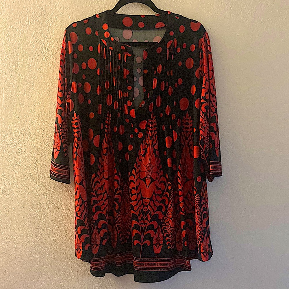 Free w Bundle!  Red and black printed tunic